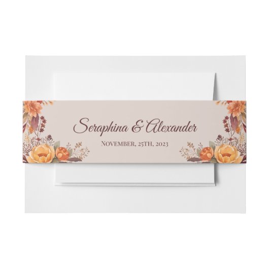 Fall Wasserfarbe Rustikale Blumenhochzeit Einladungsbanderole (Vorderseite Beispiel)