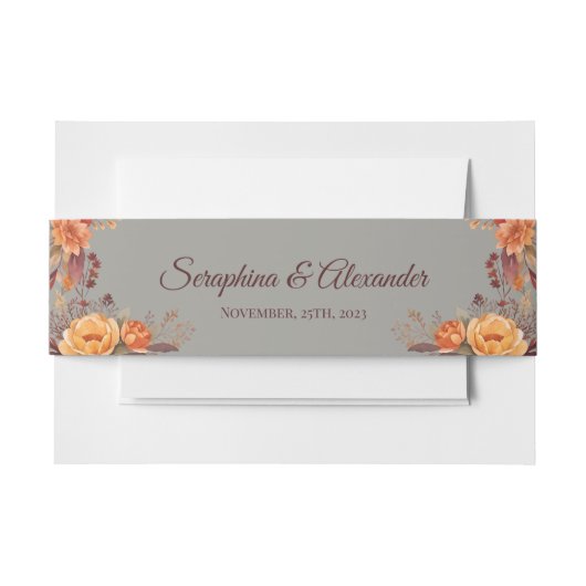 Fall Wasserfarbe Rustikale Blumenhochzeit Einladungsbanderole (Vorderseite Beispiel)