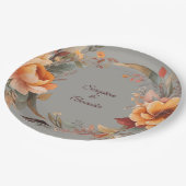 Fall Wasserfarbe Rustikale Blumenhochzeit Pappteller (Schrägansicht)