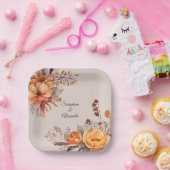 Fall Wasserfarbe Rustikale Blumenhochzeit Pappteller (Party)