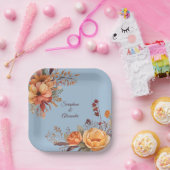 Fall Wasserfarbe Rustikale Blumenhochzeit Pappteller (Party)