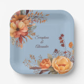 Fall Wasserfarbe Rustikale Blumenhochzeit Pappteller (Vorderseite)