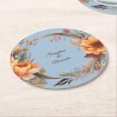 Fall Wasserfarbe Rustikale Blumenhochzeit Runder Pappuntersetzer (Angewinkelt)