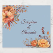 Fall Wasserfarbe Rustikale Blumenhochzeit Schaumweinetikett (Einzelnes Label)