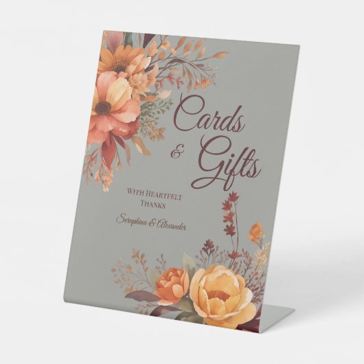 Fall Wasserfarbe Rustikale Blumentablette Sockelschild (Vorderseite)