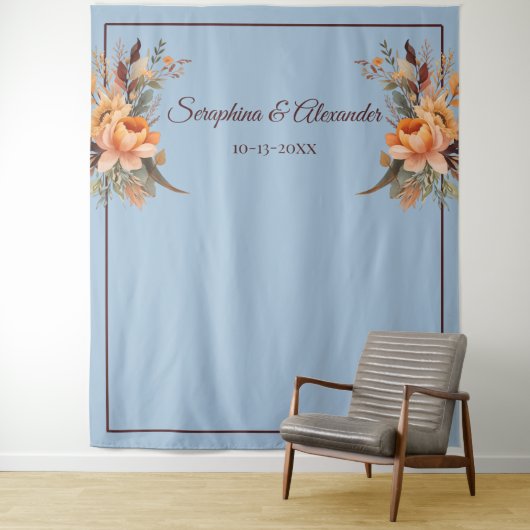 Fall Wasserfarbe Rustikale Blütenhochzeit Hintergr Wandteppich (Beispiel)