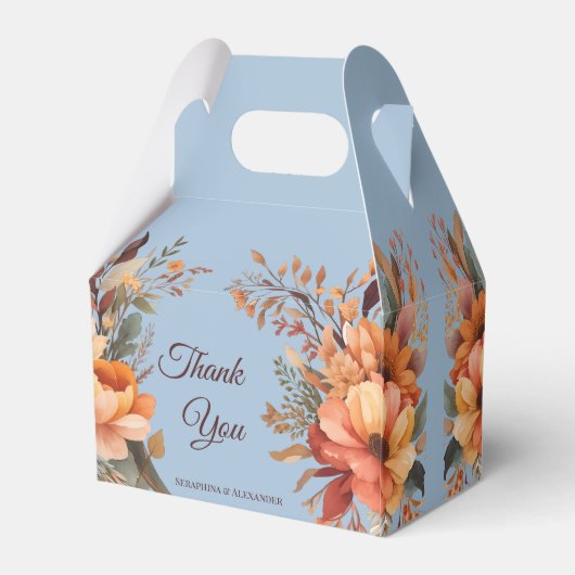 Fall Wasserfarbe Rustikale Flora Danke Hochzeit Geschenkschachtel (Rückseite)