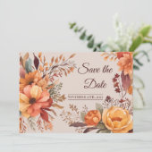 Fall Wasserfarbe Rustikale Flora Save the Date Einladung (Stehend Vorderseite)