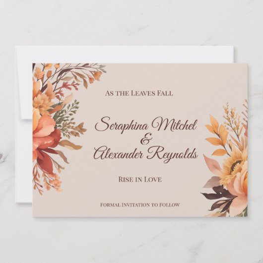 Fall Wasserfarbe Rustikale Flora Save the Date Einladung (Rückseite)