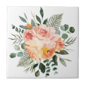 Fall Wasserfarbe Rustikale Pfirsichfarben Blume Bo Fliese (Vorderseite)