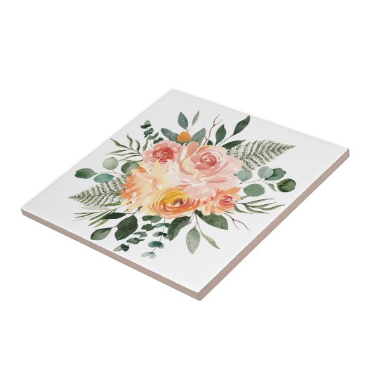 Fall Wasserfarbe Rustikale Pfirsichfarben Blume Bo Fliese (Seite)