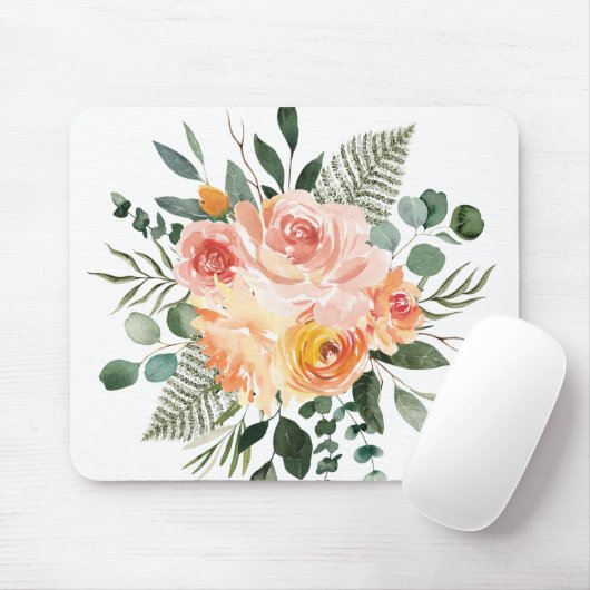 Fall Wasserfarbe Rustikale Pfirsichfarben Blume Bo Mousepad (Mit Mouse)