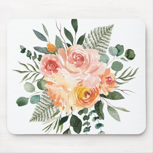 Fall Wasserfarbe Rustikale Pfirsichfarben Blume Bo Mousepad (Vorne)