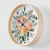 Fall Wasserfarbe Rustikale Pfirsichfarben Blume Bo Uhr (Winkel)