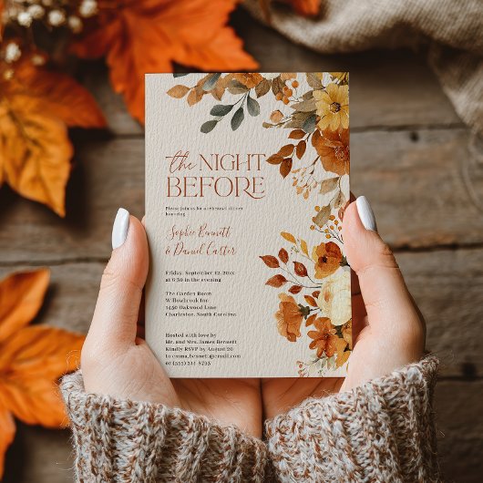 Fall Wasserfarbe Rustikale Probe Abendessen Hochze Einladung