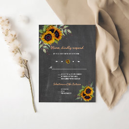 Fall Wasserfarbe Sonnenblumen Chalkboard Hochzeit RSVP Karte