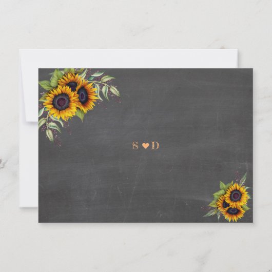 Fall Wasserfarbe Sonnenblumen Chalkboard Hochzeit Save The Date (Rückseite)