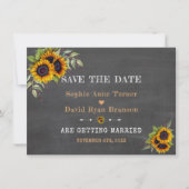 Fall Wasserfarbe Sonnenblumen Chalkboard Hochzeit Save The Date (Vorderseite)
