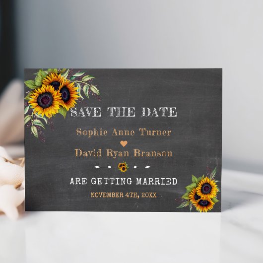 Fall Wasserfarbe Sonnenblumen Chalkboard Hochzeit Save The Date