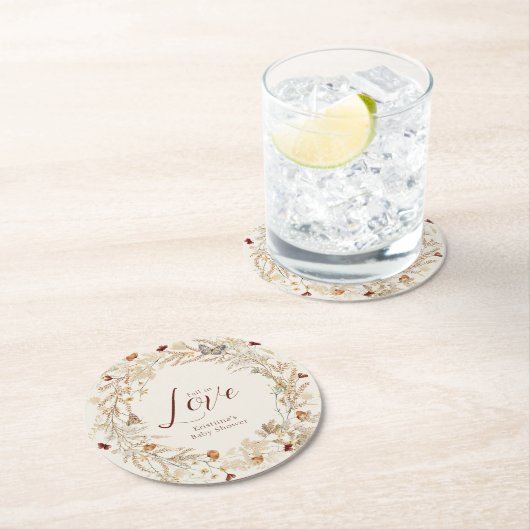 Fall Wasserfarbe Wildblume Kinderdusche Runder Pappuntersetzer (Vor Ort)