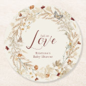 Fall Wasserfarbe Wildblume Kinderdusche Runder Pappuntersetzer (Vorderseite)