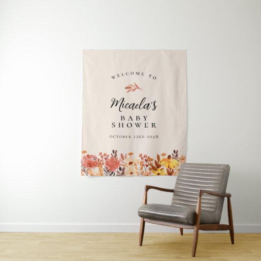 Fall Wasserfarbe Wildblume Kinderdusche Willkommen Wandteppich (Beispiel)