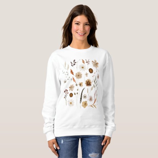 Fall Wasserfarbe Wildblumen Sweatshirt (Vorne ganz)