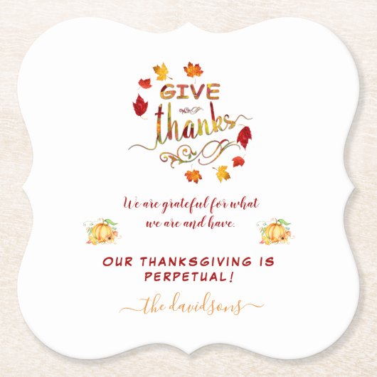 Fall-Wasserfarben-Blätter dank Monogram Untersetzer (Vorderseite)