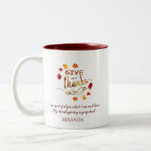 Fall-Wasserfarben-Blätter dank Monogram Zweifarbige Tasse (Links)