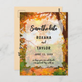 Fall Wasserfarben-Blätter, die das Datum speichern Postkarte (Vorne/Hinten)