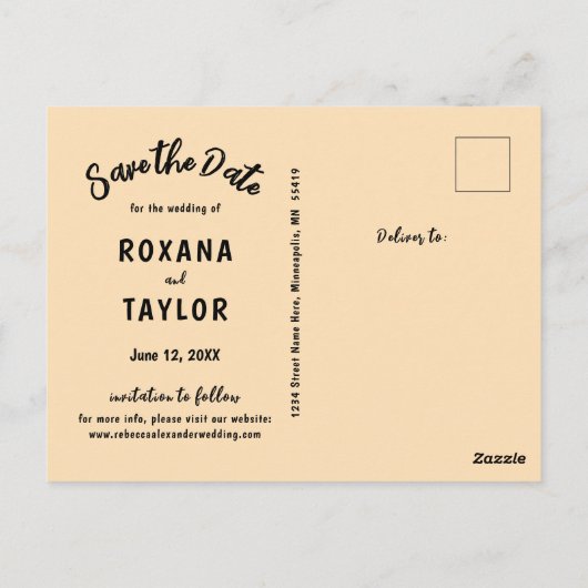 Fall Wasserfarben-Blätter, die das Datum speichern Postkarte (Rückseite)