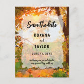 Fall Wasserfarben-Blätter, die das Datum speichern Postkarte (Vorderseite)