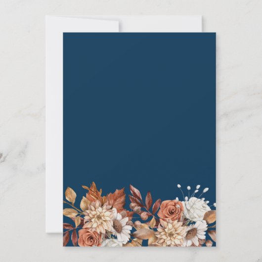 Fall Wasserfarben Blauer Navy Blauer Überraschung Einladung (Rückseite)