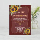 Fall Wasserfarben Sonnenblumen Burgundy I DO GRILL Einladung (Stehend Vorderseite)
