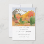 Fall Wasserfarbene Berge Pine Trees Foto Save The Date (Vorderseite)