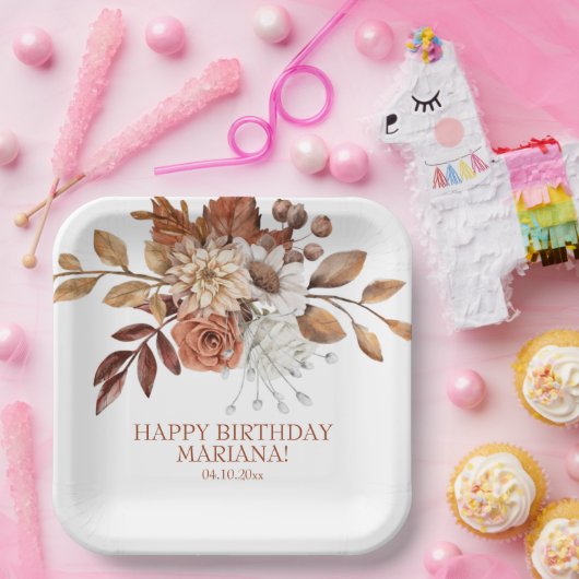 Fall Wasserfarbenflora der White Birthday Party Pappteller (Party)