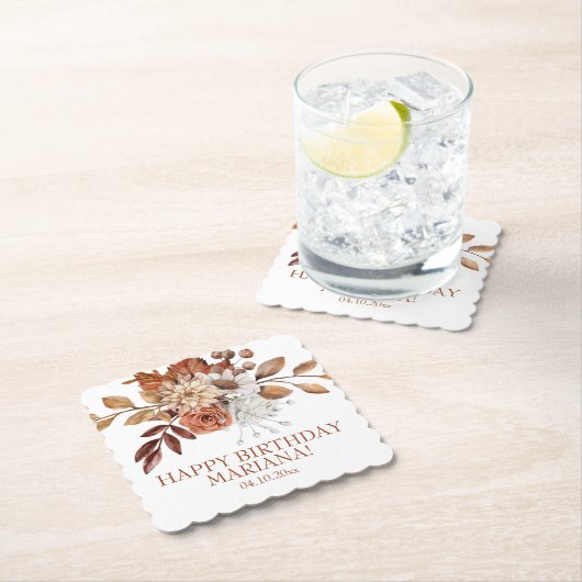 Fall Wasserfarbenflora der White Birthday Party Untersetzer (Vor Ort)