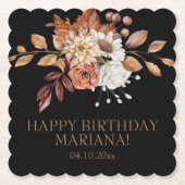 Fall Wasserfarbenfloral auf Black Birthday Party P Untersetzer (Vorderseite)