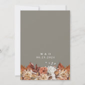 Fall Wasserfarbenfloral auf grauer Hochzeit Einladung (Rückseite)