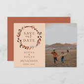 Fall Wasserfarbenfolienfeuer Save the Date Foto Ankündigung (Vorne/Hinten)