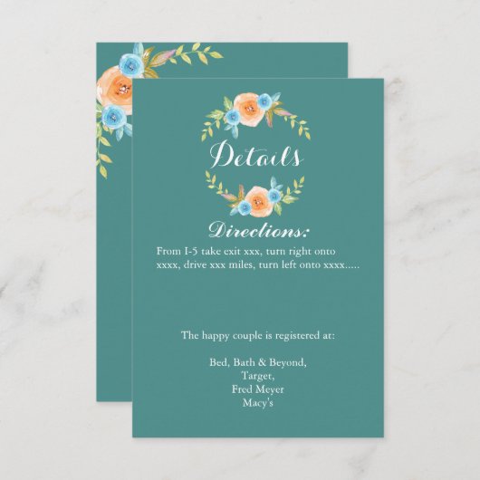 Fall Watercolo Wedding Details Card Einladung (Vorne/Hinten)