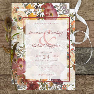 Fall Watercolor Bouquets Wedding Invitation Einladung