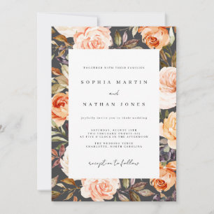 Fall Watercolor Burnt Orange Gray Floral Hochzeit Einladung