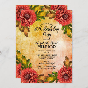Fall Watercolor Floral 80. Geburtstagsparty Einladung