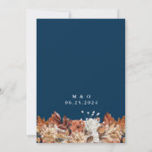 Fall Watercolor Floral auf Navy Blue Wedding Einladung (Rückseite)