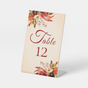 Fall Watercolor Floral Elfenbein Hochzeit Tischnum Sockelschild
