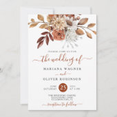 Fall Watercolor Floral QR Code Hochzeit Einladung (Vorderseite)
