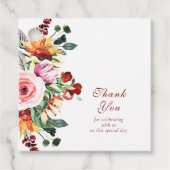 Fall Watercolor Floral Rustic Wedding Thank You Geschenkanhänger (Vorderseite)