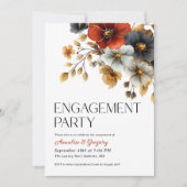 Fall Watercolor Florals Engagement Party Einladung (Vorderseite)