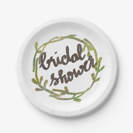 Fall Watercolor Green Blätter Hochzeit Pappteller (Vorderseite)